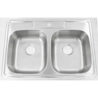 Presidential- Pierce 1 Self-Rimming Double Bowl Kitchen Sink 33' x 22' x 8' 18 GPierce 1 Hole