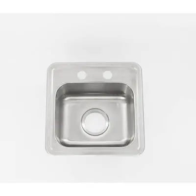 Presidential- Truman Self-Rimming Single Bowl Kitchen Sink 15x15x6 2 Hole Version Truman