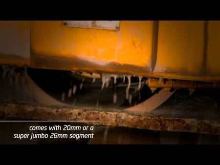 video shows Diamax 14″ Cyclone Marble Silent Core Diamond Blade