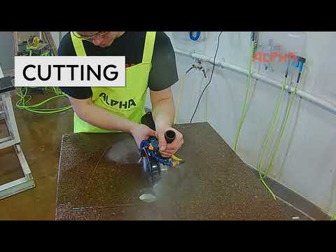 video shows Alpha Tools Wet Blade Cutting Kit 5" 110V