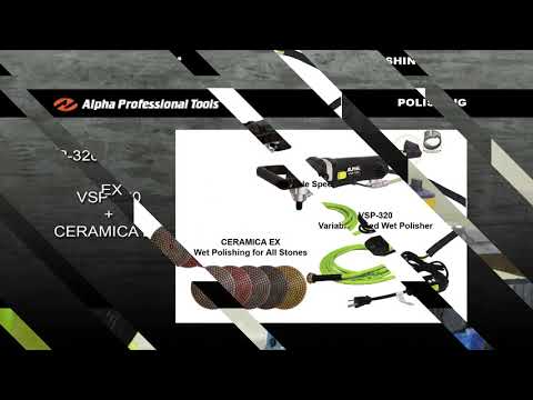 video shows Alpha Tools VSP-320 Var. Speed Polisher 5/8"-11 120V