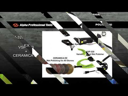 video shows Alpha Tools VSP-320 Var. Speed Polisher 5/8"-11 120V