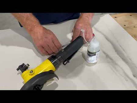 video shows Alpha Tools PWC-514 Pneumatic Wet Cutter 5" M14