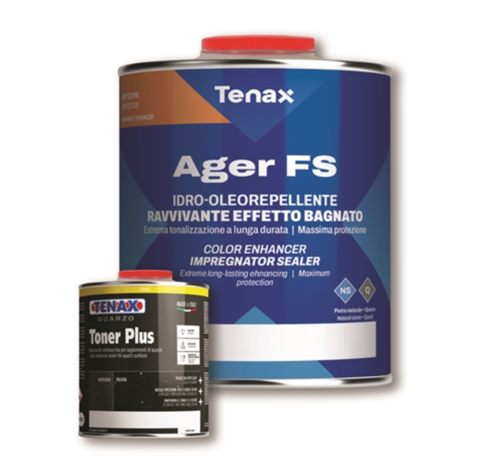 Tenax Ager FS Food Safe Stone Enhancer in 1-quart container, designed to enhance and protect natural stone surfaces.