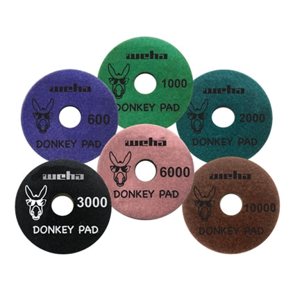Weha 4-inch donkey pads for grinding and polishing, durable abrasive pads ideal for metalworking and surface finishing.