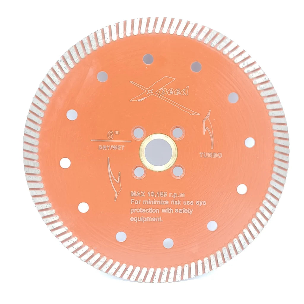 Xpeed GK-Premium Wide Segmented Turbo Blade 6-inch diameter with 8mm segment height and 5/8-7/8 inch arbor for cutting applications