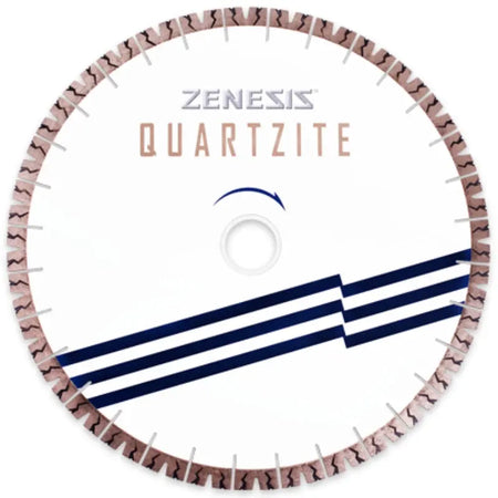 Zenesis Quartzite Diamond Blade, 12-20 inch, circular cutting tool for stone and concrete, with diamond-coated edge.