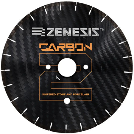 Zenesis Carbon II Diamond Bridge Saw Blade, 14 to 18 inches, used for cutting stone and tile with precision.