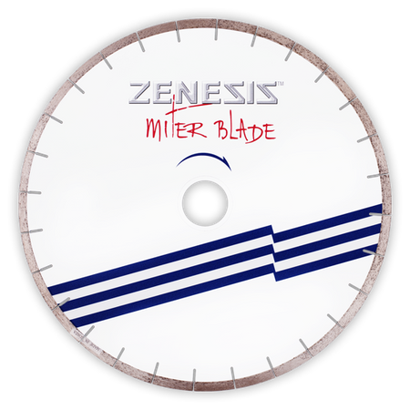 Zenesis diamond miter blade, 14 to 16 inches, designed for precise cutting of tiles and stone in professional woodworking.