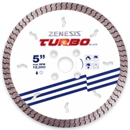 Zenesis Turbo Diamond Blade, 5-7 inch, pro-grade diamond blade for cutting granite and quartz surfaces.