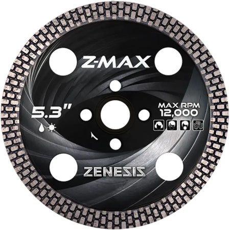 Zenesis Z-Max Turbo Diamond Blade 4.5 to 7 inches, industrial cutting tool with a durable, high-performance design for masonry and tile.